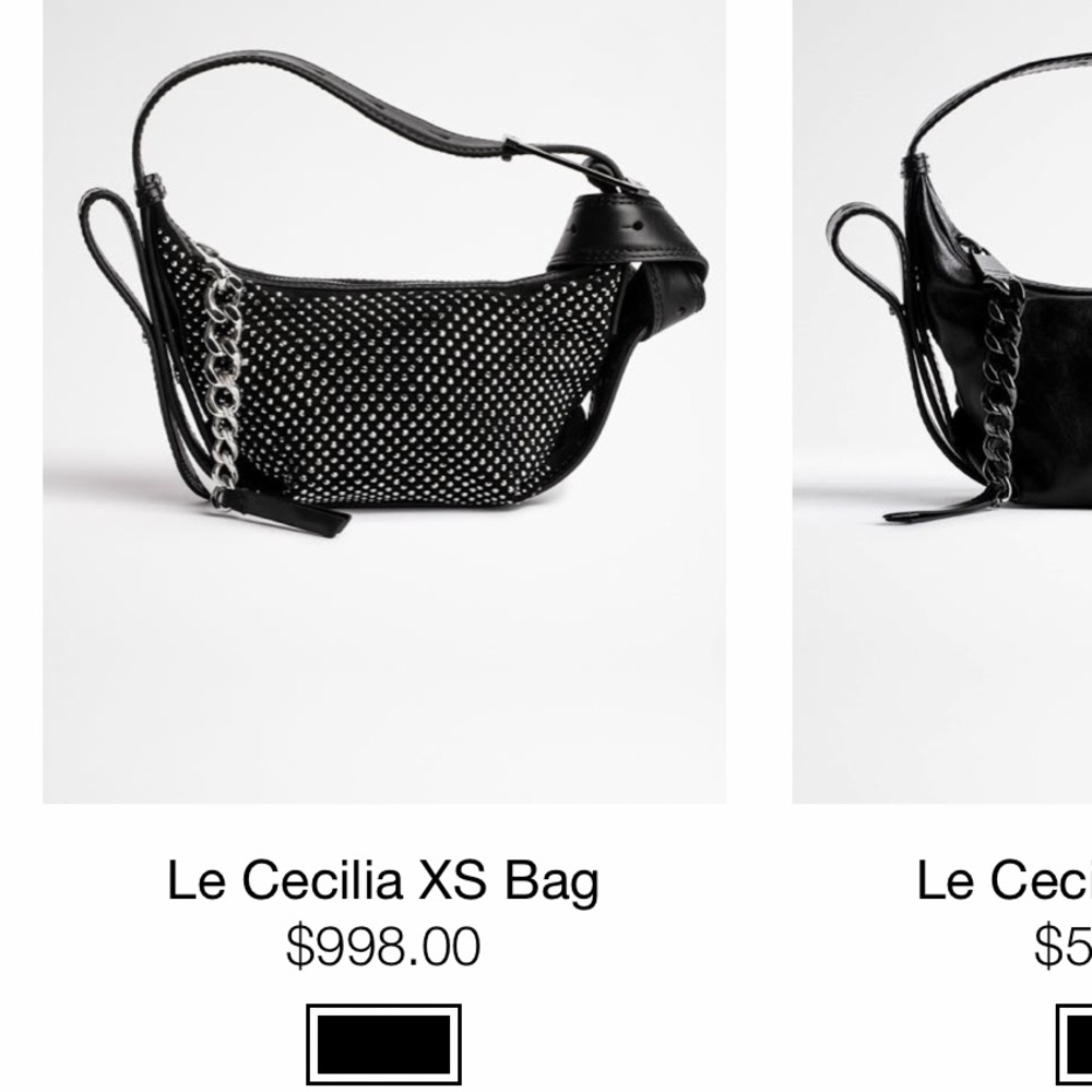 Zadig & Voltaire Le Cecilia XS Mini Bag — Black with Silver Hardware